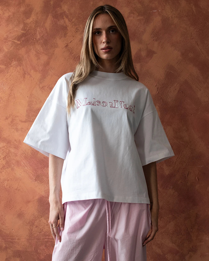 Host Hidden Logo Tee - white, red | Saturday Concept