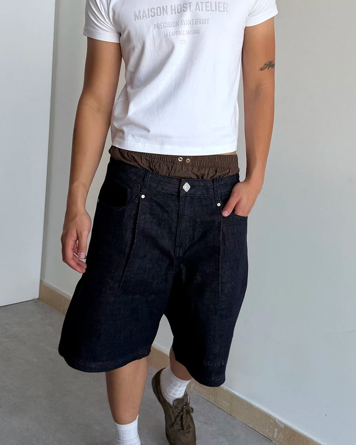 Host Raw Denim Pleated Shorts
