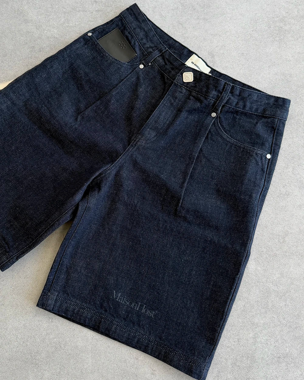 Host Raw Denim Pleated Shorts - blue | Saturday Concept