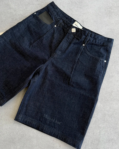 Host Raw Denim Pleated Shorts - blue | Saturday Concept