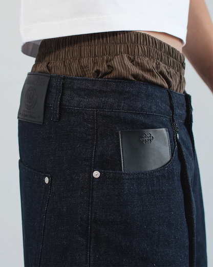 Host Raw Denim Pleated Shorts - blue | Saturday Concept