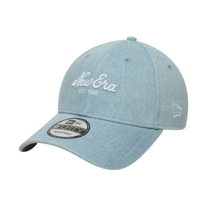 New Era 9FORTY Logo Denim - blue, white | Saturday Concept