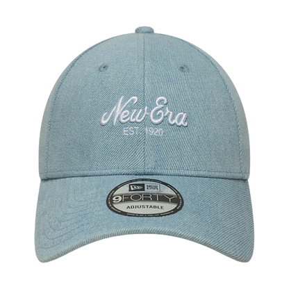 New Era 9FORTY Logo Denim - blue, white | Saturday Concept