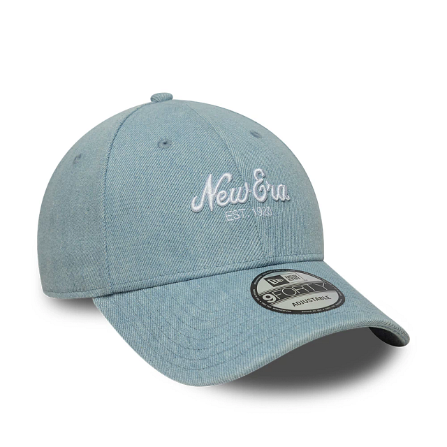 New Era 9FORTY Logo Denim - blue, white | Saturday Concept