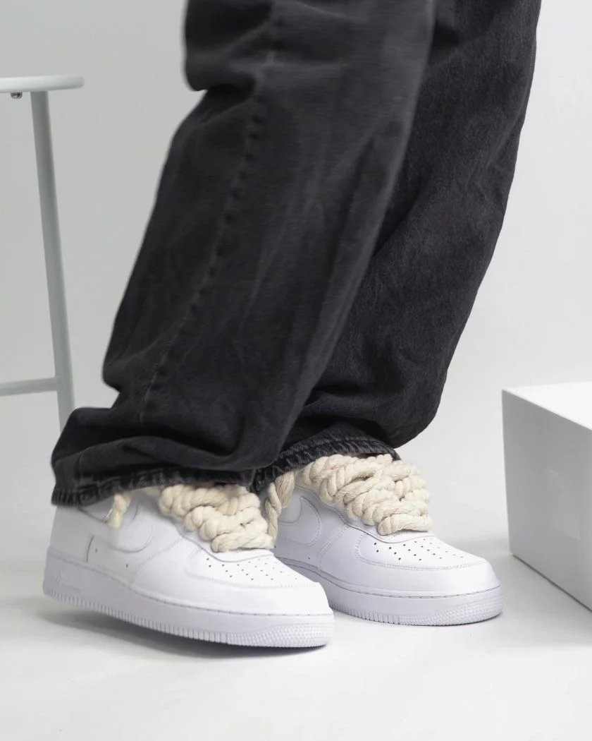 Nike Air Force 1 Rope Laces - white, cream | Saturday Concept