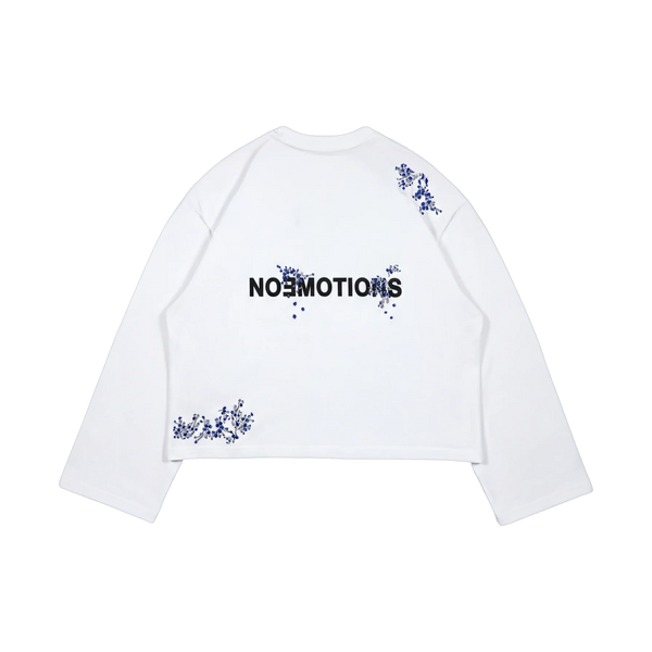 NoEmotions Blossom Long Sleeve White - white, blue | Saturday Concept