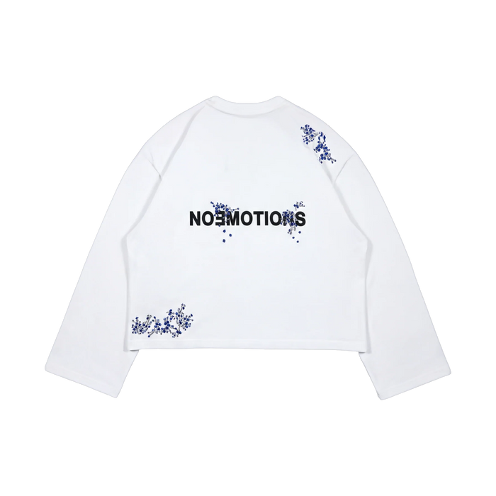 NoEmotions Blossom Long Sleeve White - white, blue | Saturday Concept