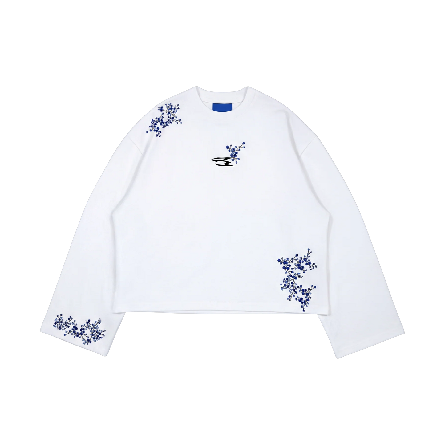 NoEmotions Blossom Long Sleeve White - white, blue | Saturday Concept