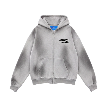 NoEmotions Dirty Zip Hoodie Grey - grey | Saturday Concept
