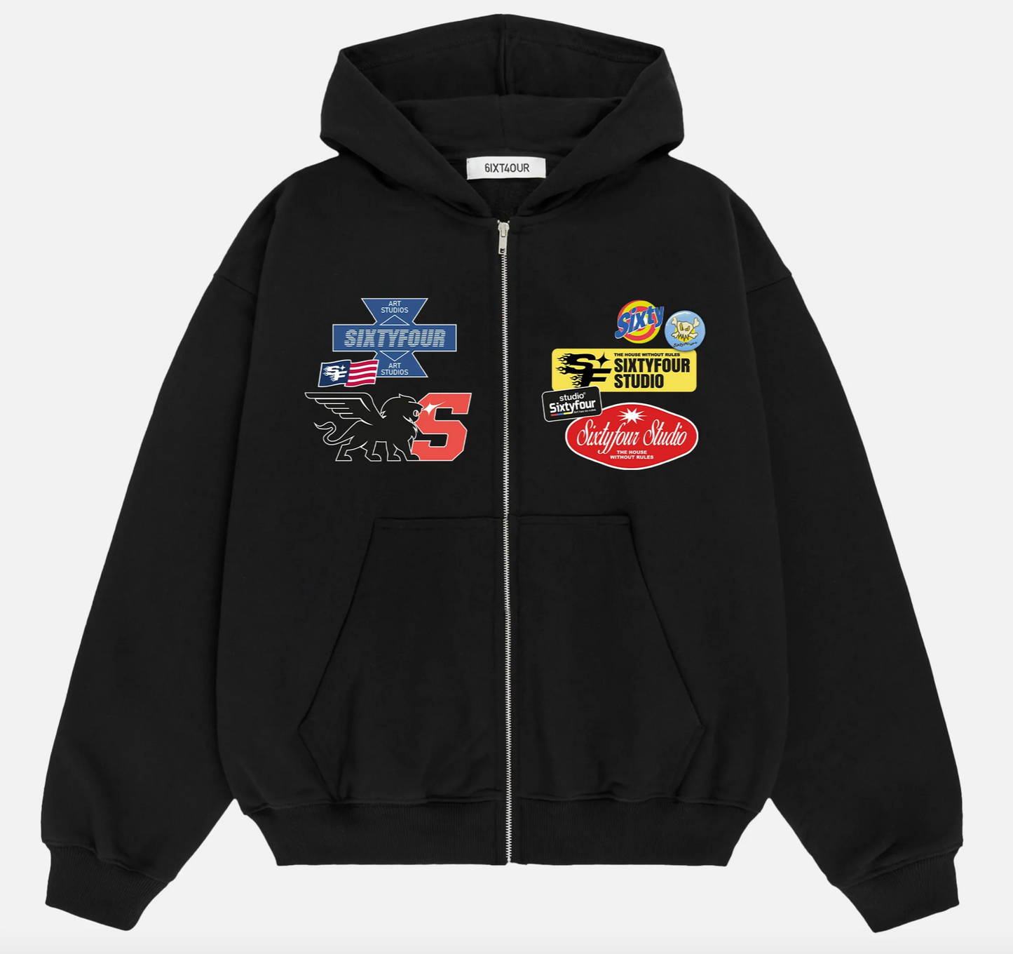 6ixt4our Badges Zipper Black