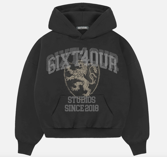 6ixt4our Shinny Black Hoodie