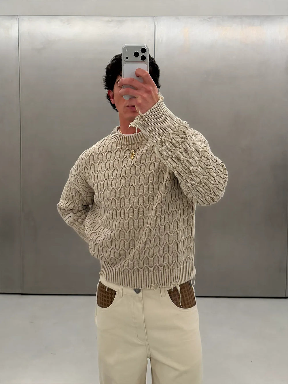 Host Herringbone Beige Knit