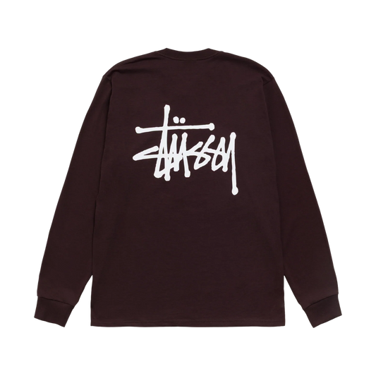 Stussy Basic Chocolate Long Sleeve - brown, white | Saturday Concept