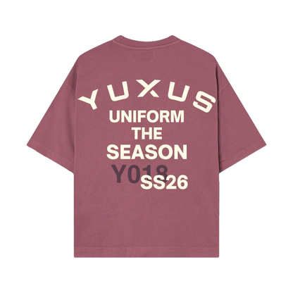 Yuxus Elya Rouge Tee - burgundy, cream | Saturday Concept