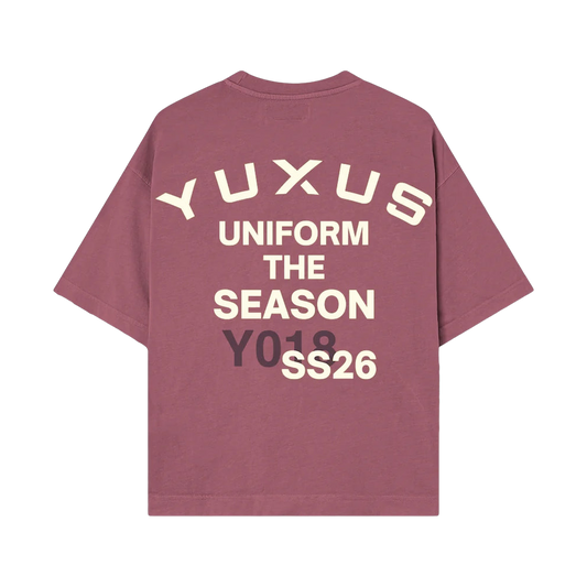 Yuxus Elya Rouge Tee - burgundy, cream | Saturday Concept