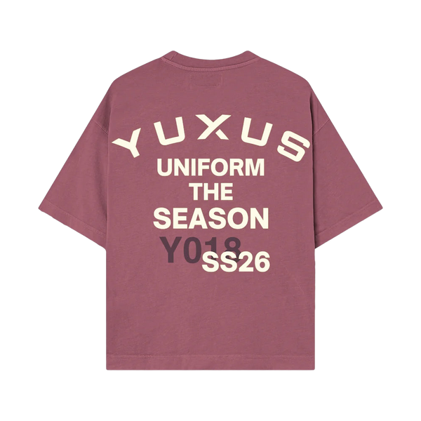 Yuxus Elya Rouge Tee - burgundy, cream | Saturday Concept