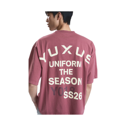 Yuxus Elya Rouge Tee - burgundy, cream | Saturday Concept
