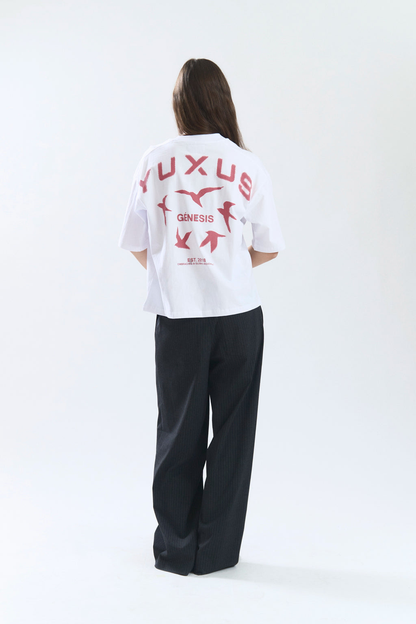Yuxus Genesis Maple Tee - white, red | Saturday Concept