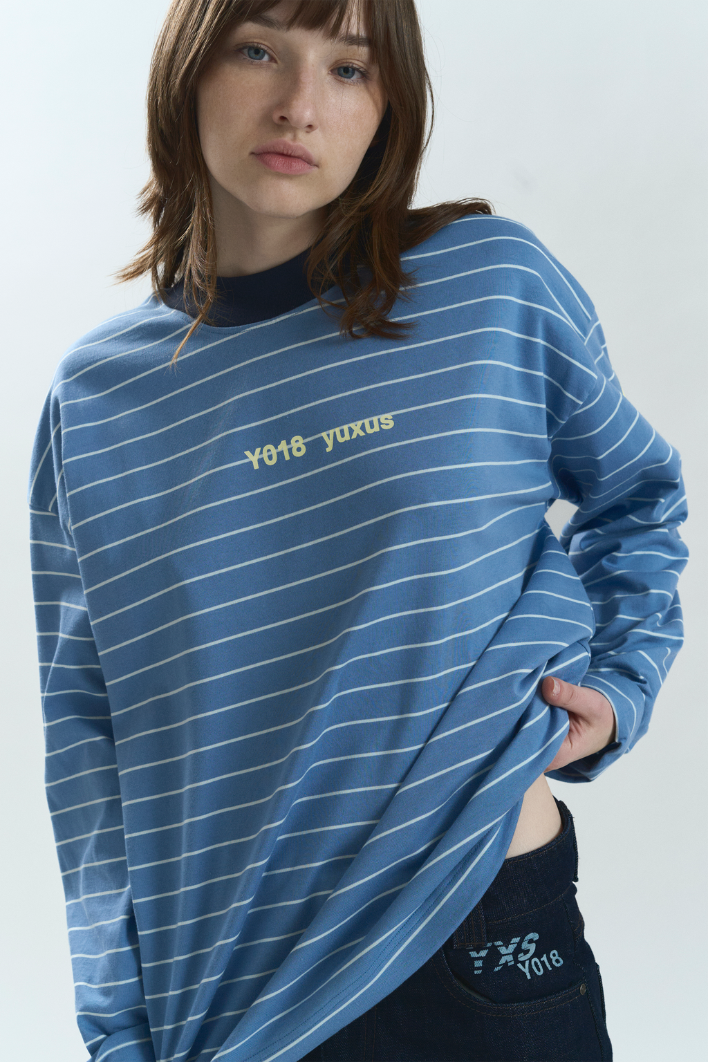 Yuxus Lowercase Shift Long Sleeve - blue | Saturday Concept