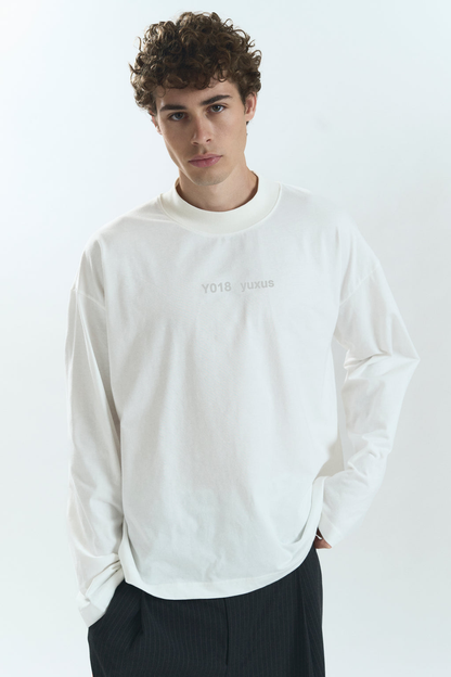 Yuxus Lowercase Surface Long Sleeve - white | Saturday Concept